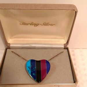 Sterling Silver Gem Inlay Heart